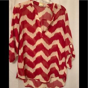 Red & Beige Chevron Blouse
